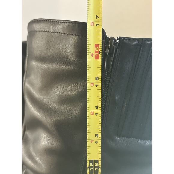 XOXO Marah-C Black Knee High Boots 8.5M Faux Leather Slouch Buckle Zip Riding - Picture 16 of 16